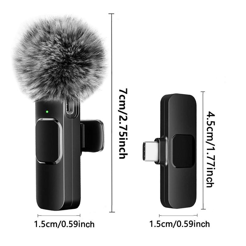 Fall Wireless Lavalier Microphone, Rechargeable Microphone, Cordless Omnidirectional Condenser Recording Mic for Video Recording, Teaching, Interviews