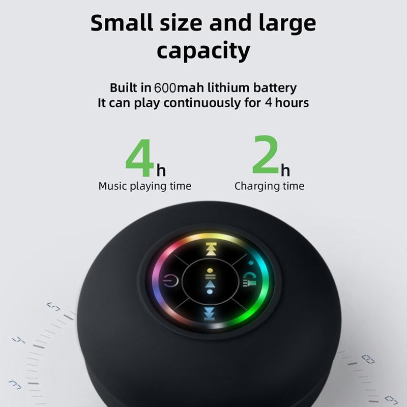 Waterproof Mini Bluetooth Shower Speaker with LED Light, Wireless Portable Speakerphone for Home and Shower, christmas 2024 ornament Audio Smartphone christmas 2024 ornaments