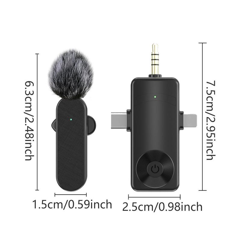 Wireless Microphone for Live Streaming & Podcasting, Rechargeable Wireless Microphone Set, Wireless Portable Microphone Kit Compatible with Multiple Devices