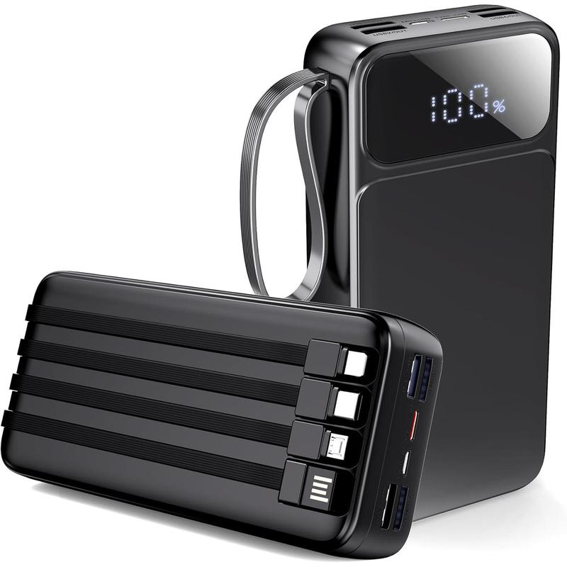 Portable Charger Power Bank 50000mAh- 7 Outputs & 3 Inputs USB-C 22.5W Fast Charging Battery Pack with Built-in Cables and Ports Compatible with Most of Cellphones and Devices, for Travel Camping