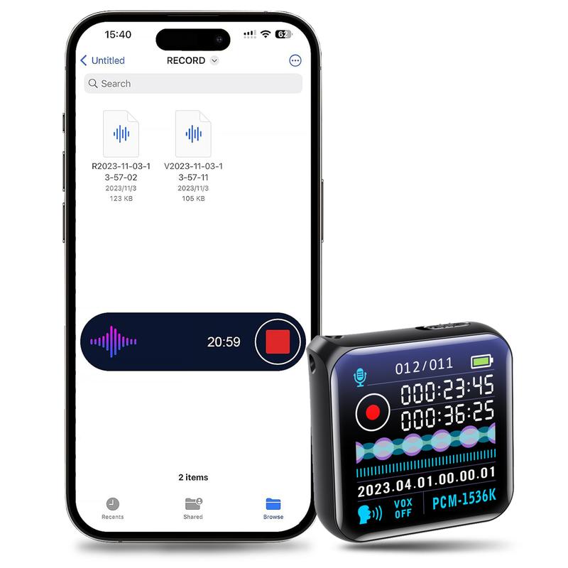 Hd voice-activated noise reduction recorder - [100H battery life] Portable recorder can be replayed, [DSP 2.0 noise reduction] Portable recorder, recording equipment with HD large screen microphone,Intelligent recording