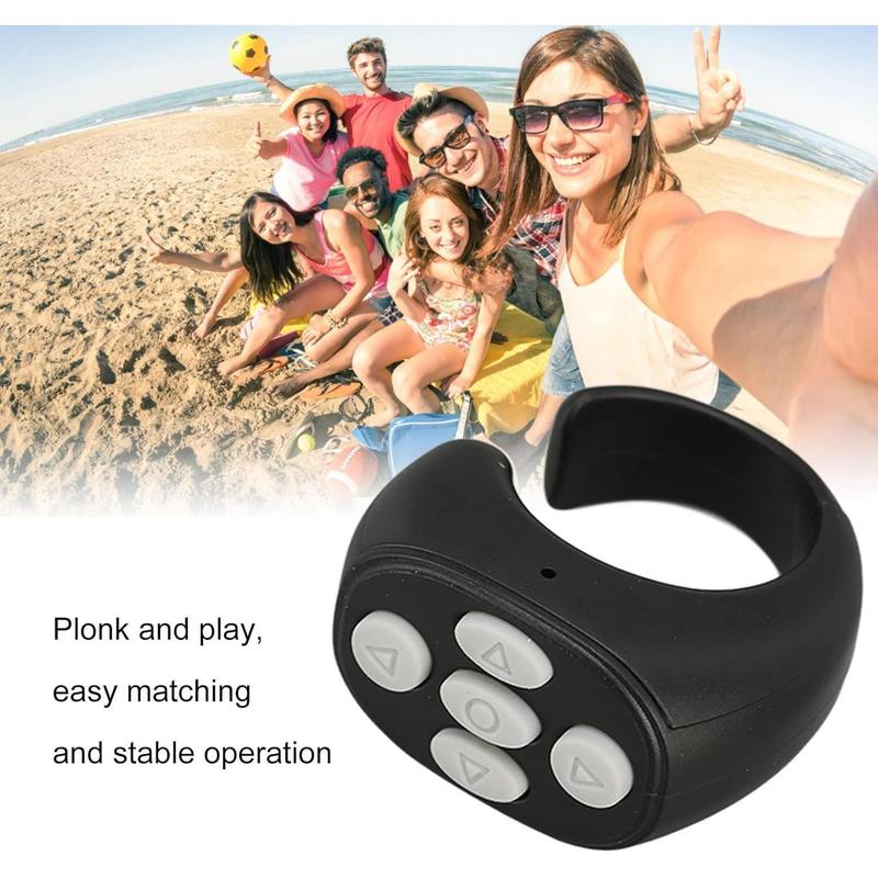 New ProductNew TIK Tok eBook Bluetooth Remote Page Turner, Rechargeable Smart Scroll Ring Click Controller, Compatible with iOS and Android (Black) Free One Clicker