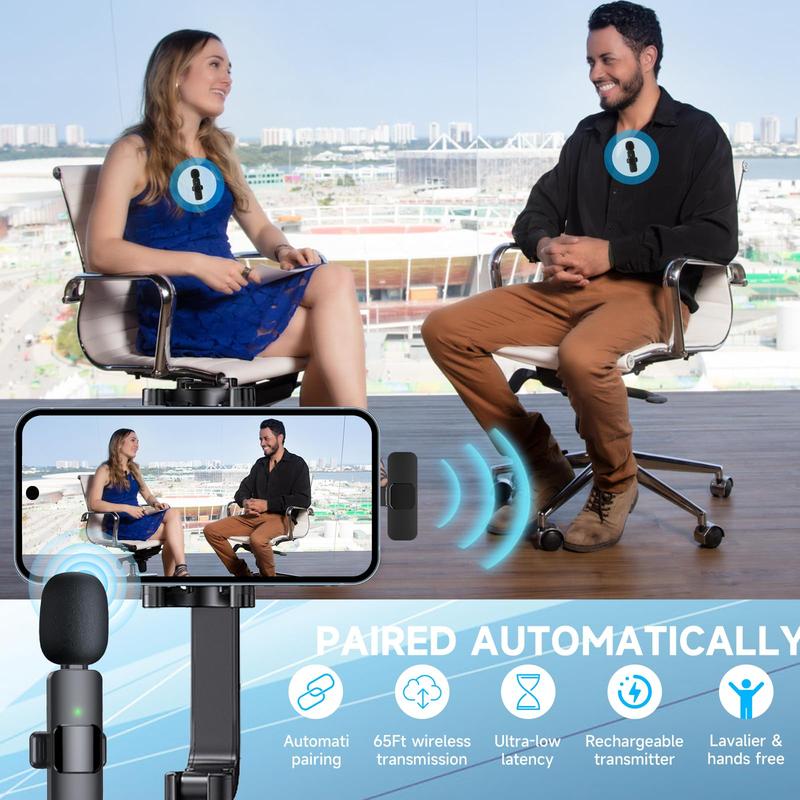 Portable Wireless Lavalier Microphone,The Smartphone Sound Upgrade: Lavalier Mic for Effortless Clarity Audio Charging