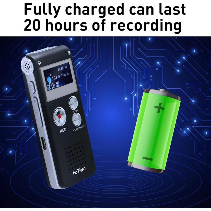 Digital Voice Recorders 8GB Recorder Voice Activated Recorder for Lectures, Meetings, Interviews Recording Device Tape Recorder with Microphone USB Cable, MP3 Player (8GB)