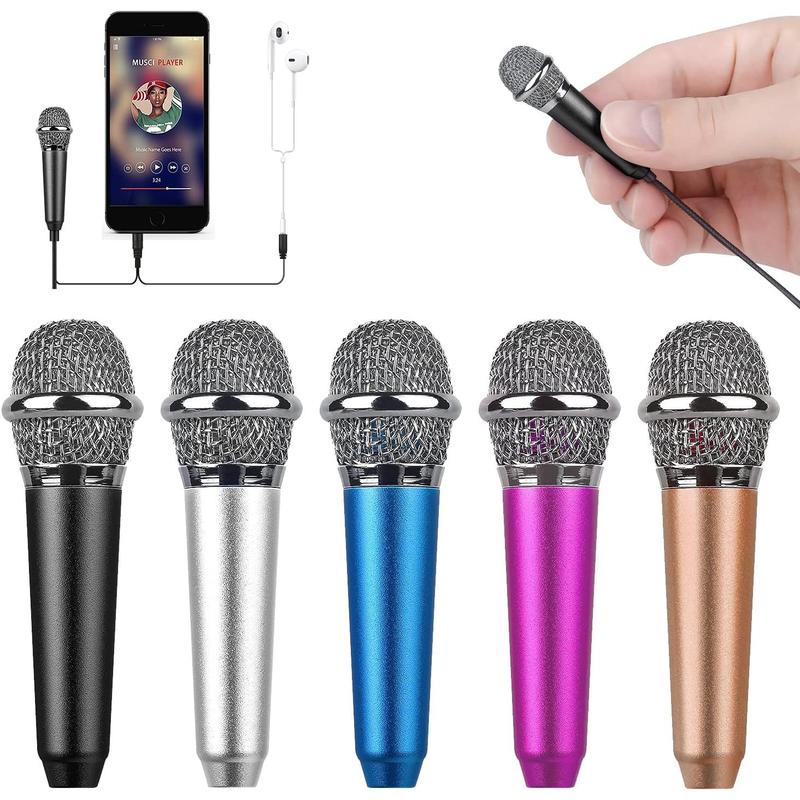 Mini Portable vocal trument microphone for voice video recording singing, vlogging, podcasting, tiny microphone for iPhone android phone computer latop notebook tablet iPad (black) Adapter Audio