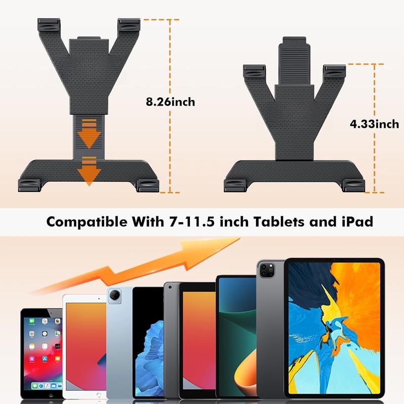 Tablet Holder for Truck, Heavy Duty iPad Mount for Drill Base 360Adjustable 2-Stage Arm Car Stand for All 7