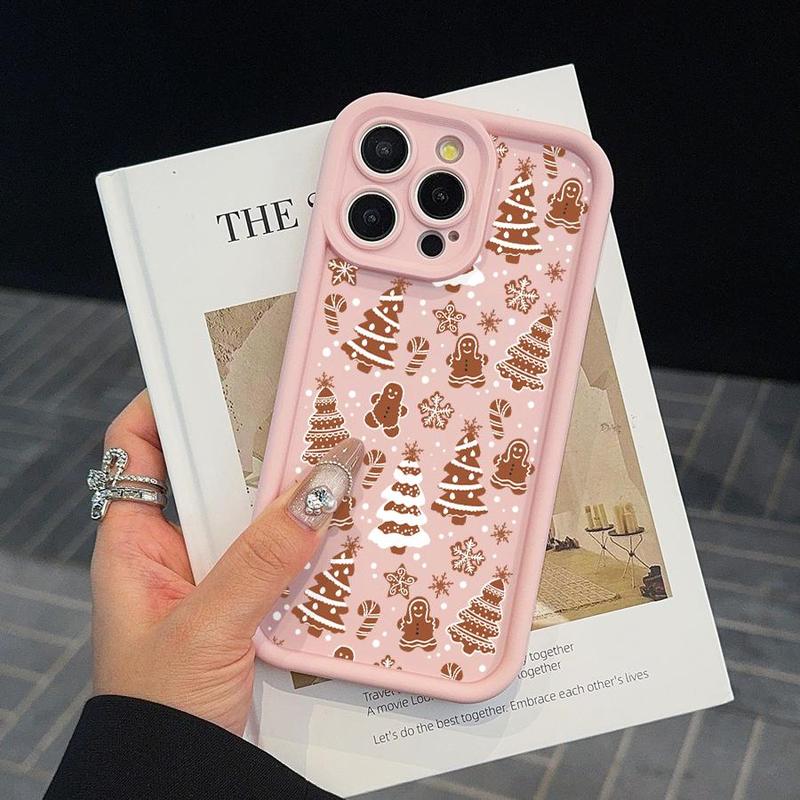 Cute Gingerbread Man Pattern Phone Case, Phone Protective Cover, Fashion Shockproof Mobile Phone Accessories Compatible with iPhone Series