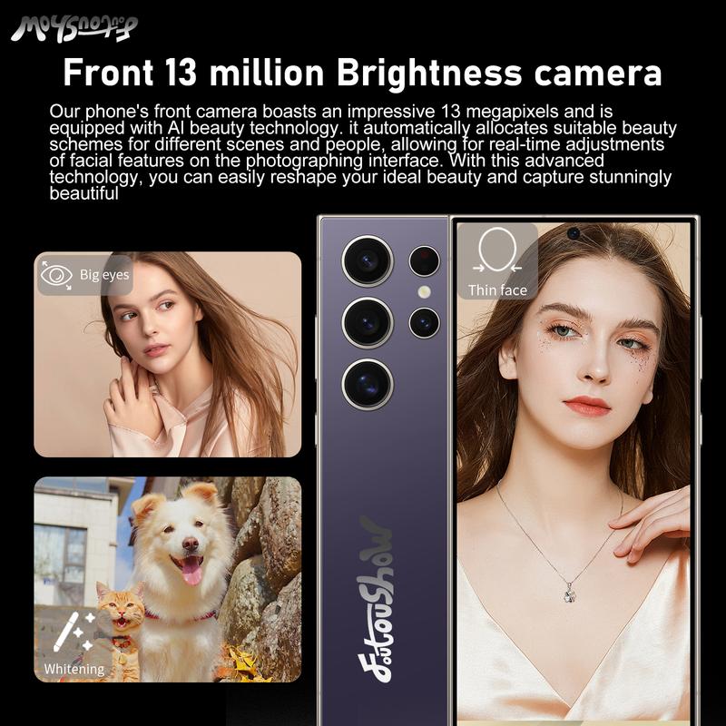 FOUTOUSHOW 7.3 Inch HD Display 8GB+256GB I24 Ultra Smartphone - Dual SIM, Fingerprint Lock, Facial Recognition, Android 13, Unlocked Phone - Perfect Gift for Halloween and Christmas