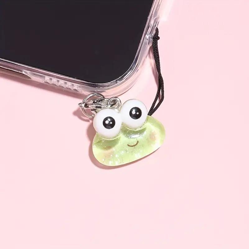 Cute Resin Frog Design Phone Case Pendant, Frog Cellphone Lanyard Charm, Short Keychain Accessories for Phone Decoration