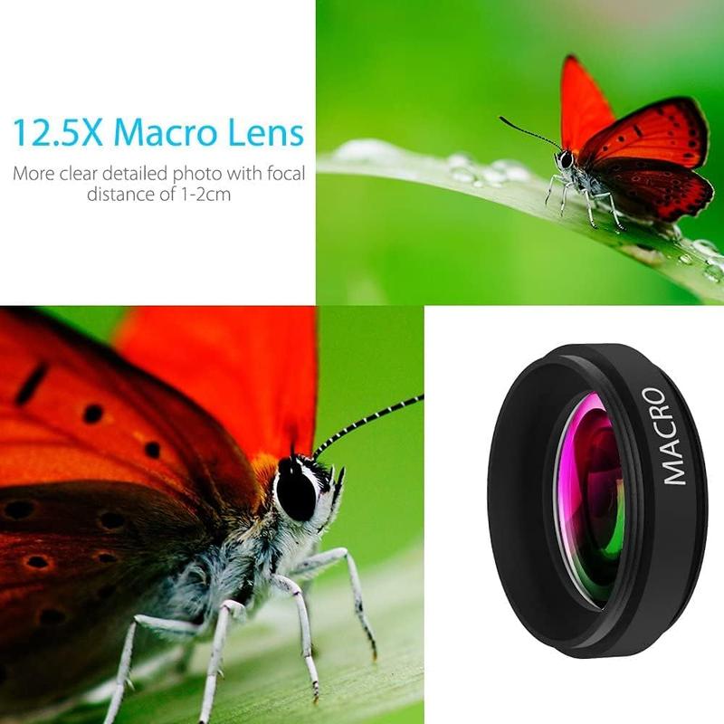 2 in 1 Clip-on Lens Kit, 1 Set 0.45X Wide Angle & 12.5X Macro Lens with Storage Bag, Camera Lens for Most Smartphones, Christmas Gift