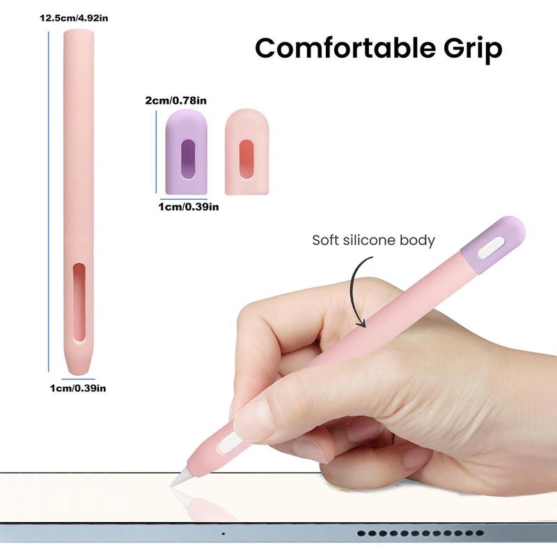 Silicone Protective Case for Apple Pencil, Anti-fall Silicone Protective Cover with 2 Counts Pen Caps, Tablet & Computer Accessories