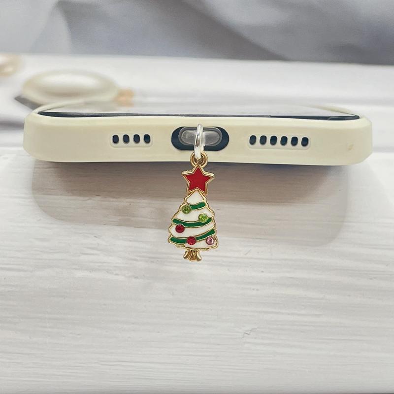 Cute Christmas Tree Design Phone Charging Port Dust Plug, Creative Design Phone Charging Port Dust Plug, Mobile Phone Accessories for Women & Girls