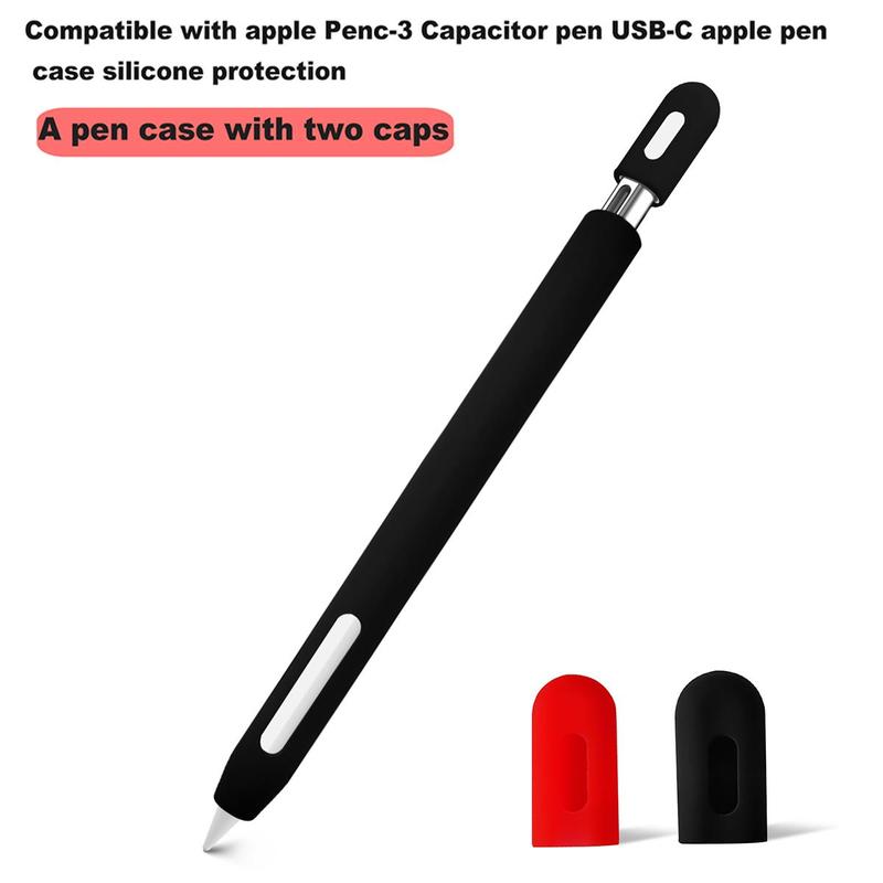 Silicone Protective Case for Apple Pencil, Anti-fall Silicone Protective Cover with 2 Counts Pen Caps, Tablet & Computer Accessories