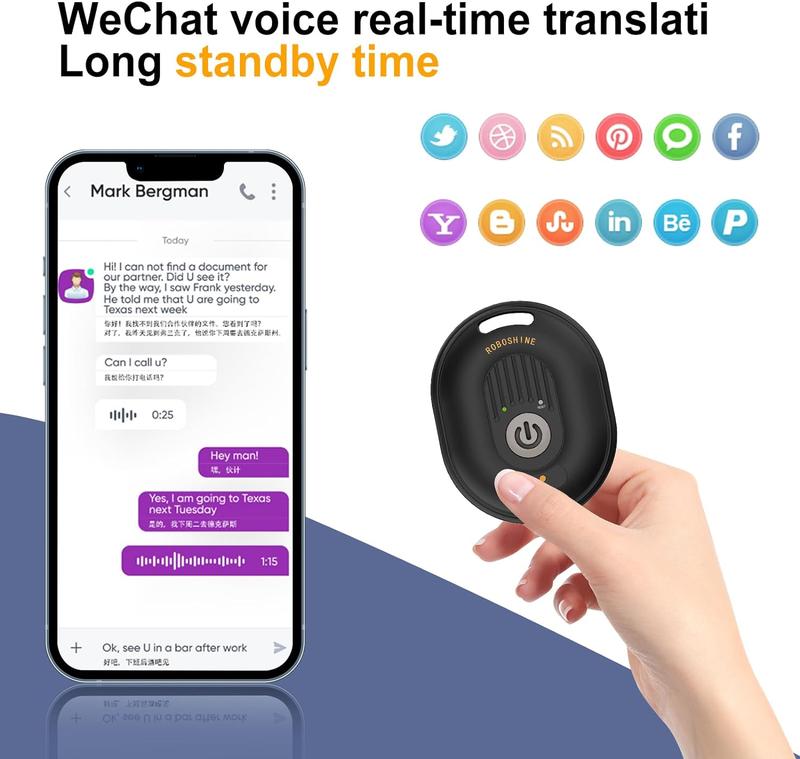 AI translation equipment. Online support for over 130 languages. Used for studying, traveling, and business. Compatible with IOS and Android. 1