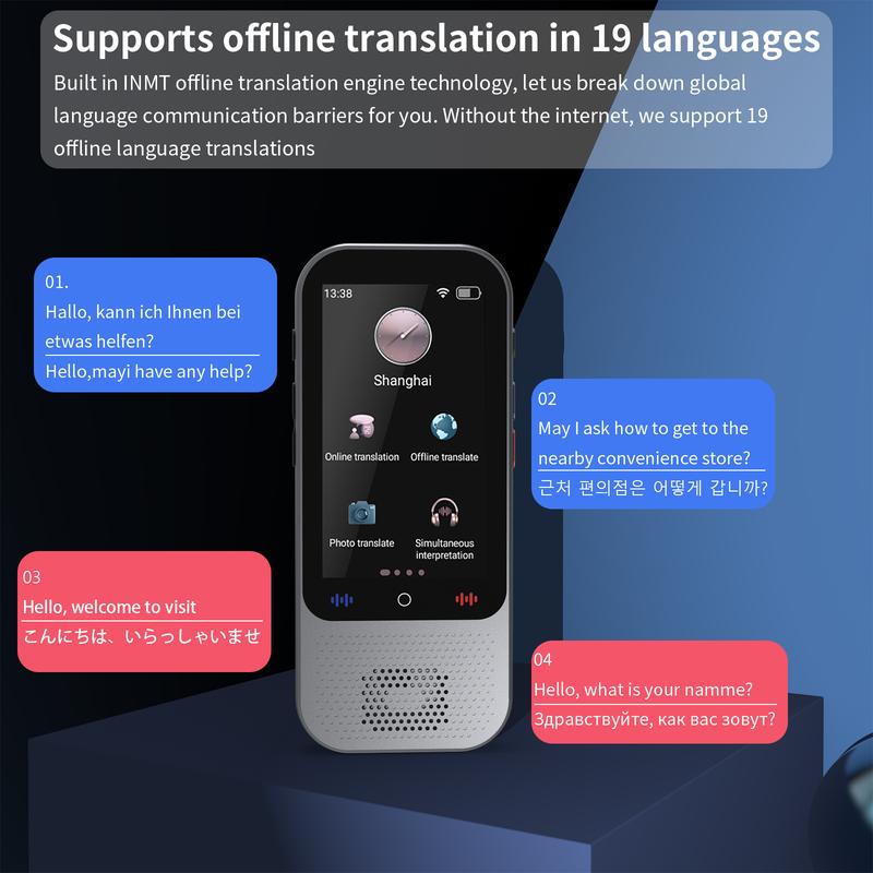 Language Translator Device No WiFi Needed, Portable AI Voice Translator with ChatGPT, Supports Two-Way Real-Time Translation in 138 Languages, Instant AI Translation Device with Offline and Photo Translation, Ideal for Travel, Business, and Learning