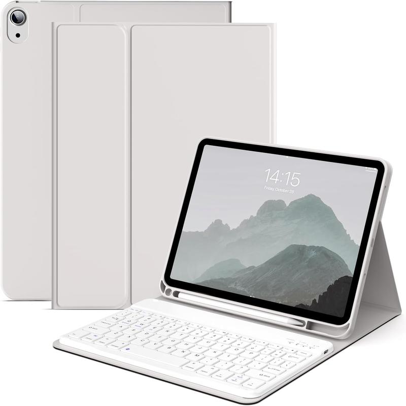 10.9 inch iPad 10th Generation Case 2022 with Keyboard and Pencil Holder, Rechargeable Detachable Wireless Bluetooth Keyboard (Quick Connection), Soft TPU Back Shell, Auto Sleep Wake, Gray Accessories Tablet