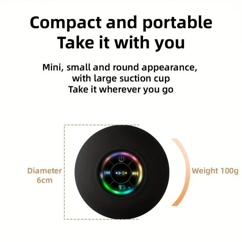 Shower Speaker Bluetooth Waterproof, USB Bathroom Suction Cup Bluetooth Shower Speaker, LED Colorful Light Up Bathroom Speaker, IPX4 Waterproof Speaker Shower for Girls Boys Men Women Kids. Audio Portable Stereo Connected Device Equipment Rechargeable