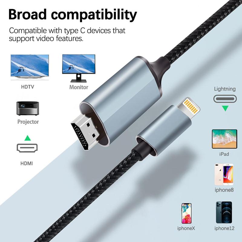 HDMI Adapter for iPhone to TV, 1080P HD Video Sync Screen Connector, Phone Accessories, HDMI Adapter HDMI Cable for iPhone to TV, Audio & Video Accessories