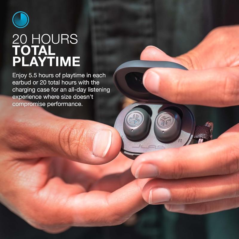 JLab JBuds Mini True Wireless Earbuds, Charging Case, IP55 Sweat Proof, Bluetooth, Be Aware Safety Mode, Customize Sound Controls, Android   iPhone