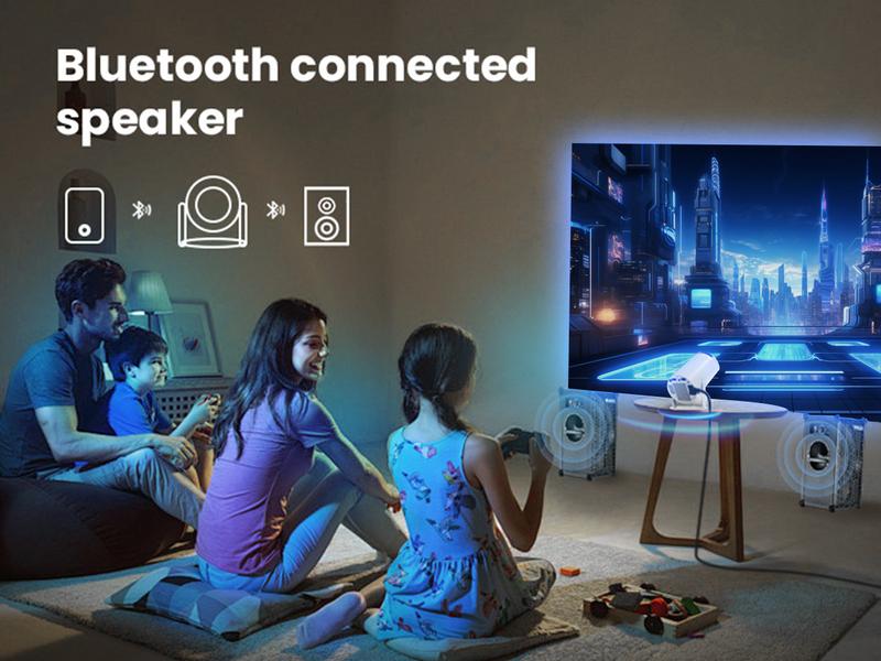 Portable Outdoor Projector with WiFi & Bluetooth, Wireless Screen Projector for Home and Outdoor Use