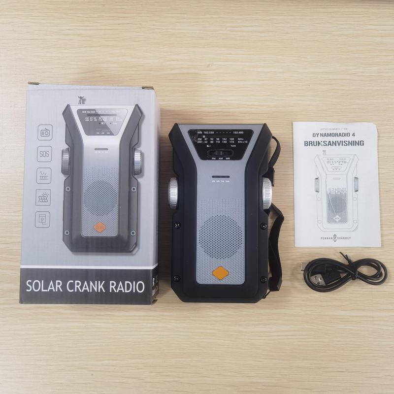 Portable Hand Crank Radio, Solar Powered AM FM Radio with 4000mAh Rechargeable Power Bank, Emergency Radio with Flashlight for Indoor & Outdoor Hiking & Camping