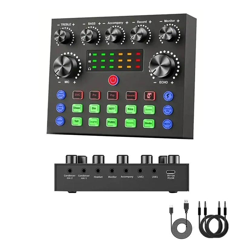 Audio Interface Live Sound Control Equipment, Audio Mixer with Sound Converter Mixer Control Live Stream, DJ Sound Control Equipment, Music Singing Game Live Equipment