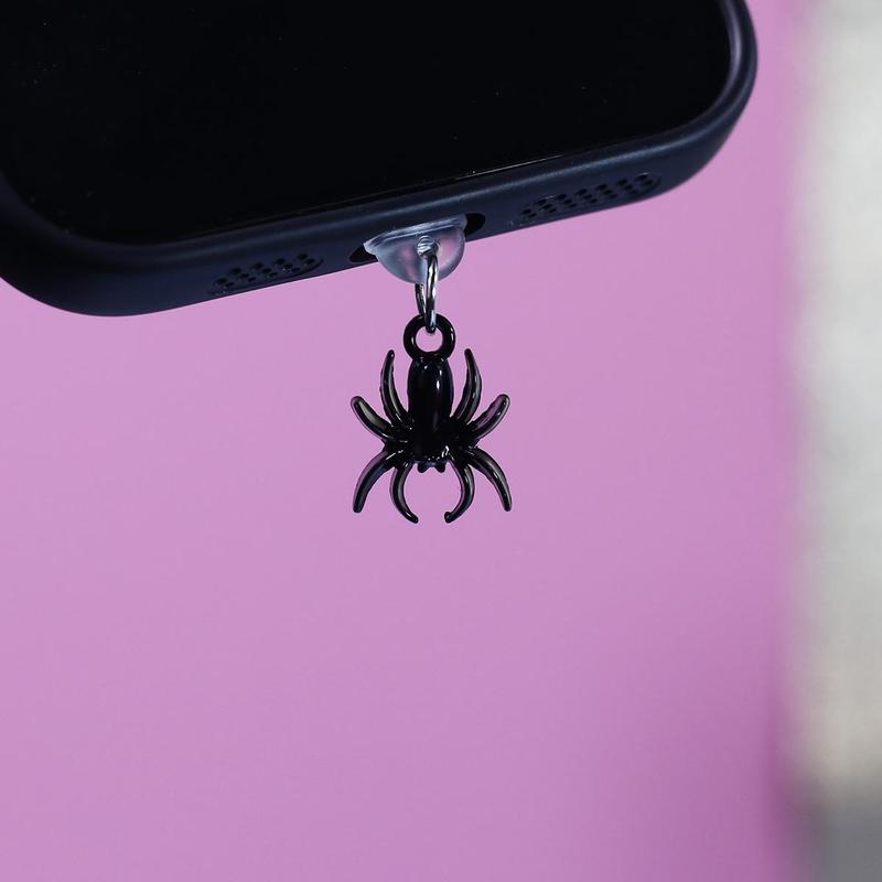 Spider Design Phone Dust Plug, 1 Count Cute Phone Dust Plug for iPhone & Type-C Interface, Mobile Phone Decorative Accessories for Women & Men