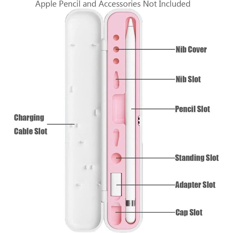 Pencil Case for Apple Pencil 1st Generation Apple Pencil 2nd Generation Case Holder, Pen Accessories Storage Case Box Cover Design for Apple iPad Pencil Accessories Tips(Pink) Computer Tablet Smartphone Protection Stylus