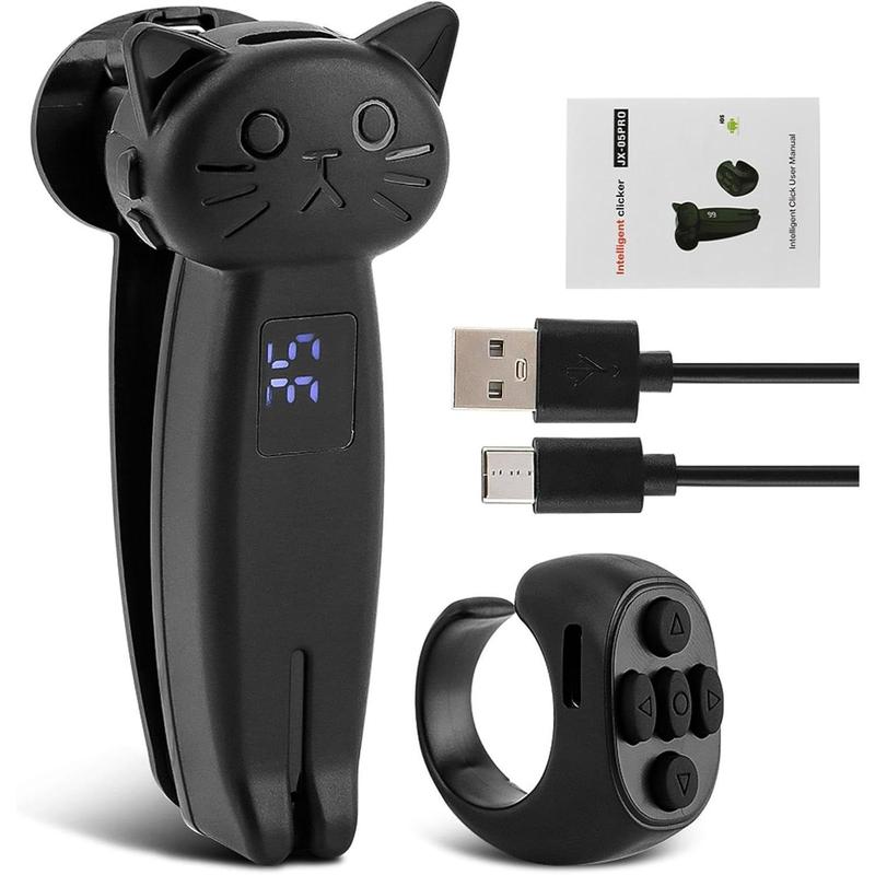 New ProductNew TIK Tok eBook Bluetooth Remote Page Turner, Rechargeable Smart Scroll Ring Click Controller, Compatible with iOS and Android (Black) Free One Clicker