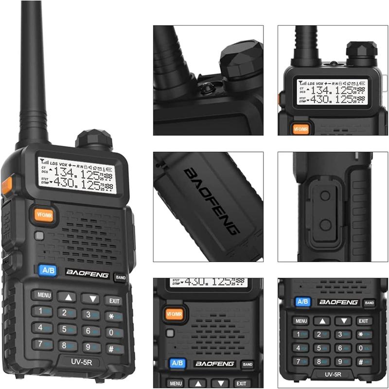 Baofeng UV-5R Two Way Radio Dual Band 144-148 420-450Mhz Walkie Talkie 1800mAh Li-ion Battery(Black) Portable wallets Audio Lcd