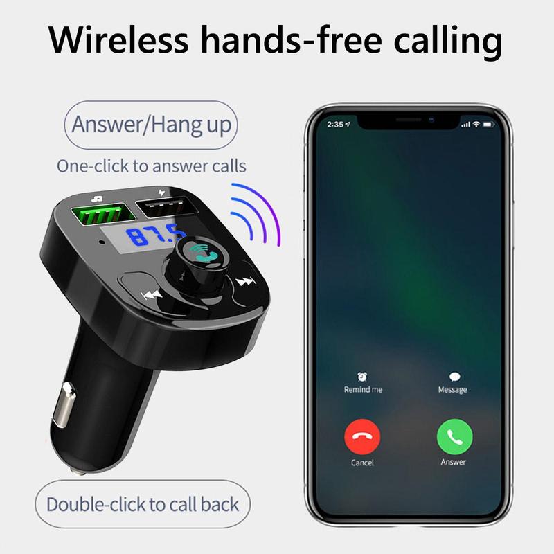 Wireless FM Transmitter, Car Music MP3 Player Support TF Card USB Flash Drive Playback, Handsfree Calling USB Car Charger, Car Electrical Appliances