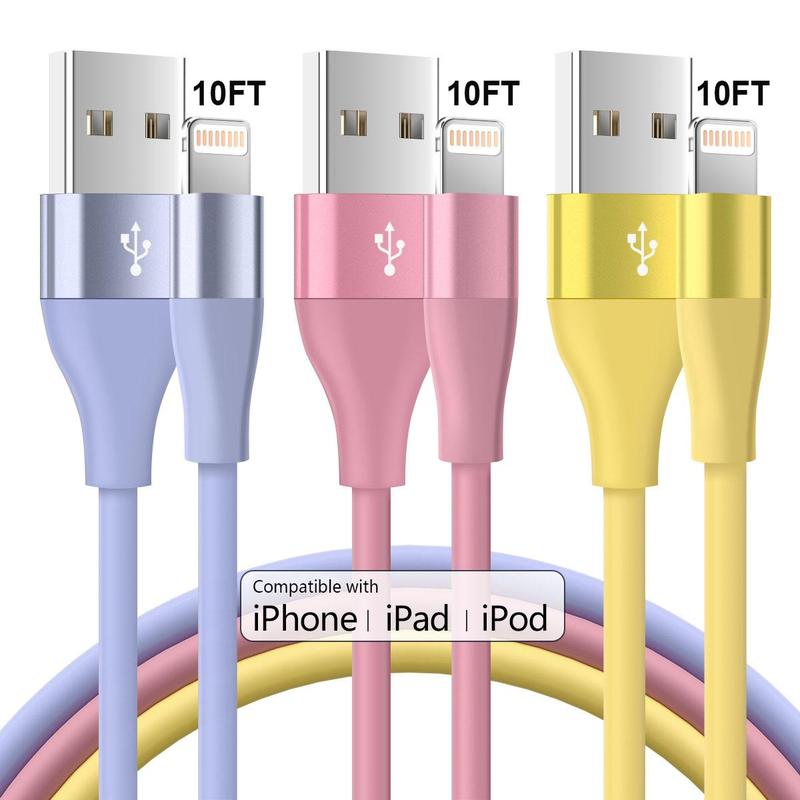 10ft Fast Charging Mobile Cellphone Data Cable for Lightning, MFi Certified Smartphone Fast Charger Data Cable Compatible with iPhone 14 13 12 11 Pro Max XR XS X 8 7 6 Plus SE, Electronic Phone Accessories