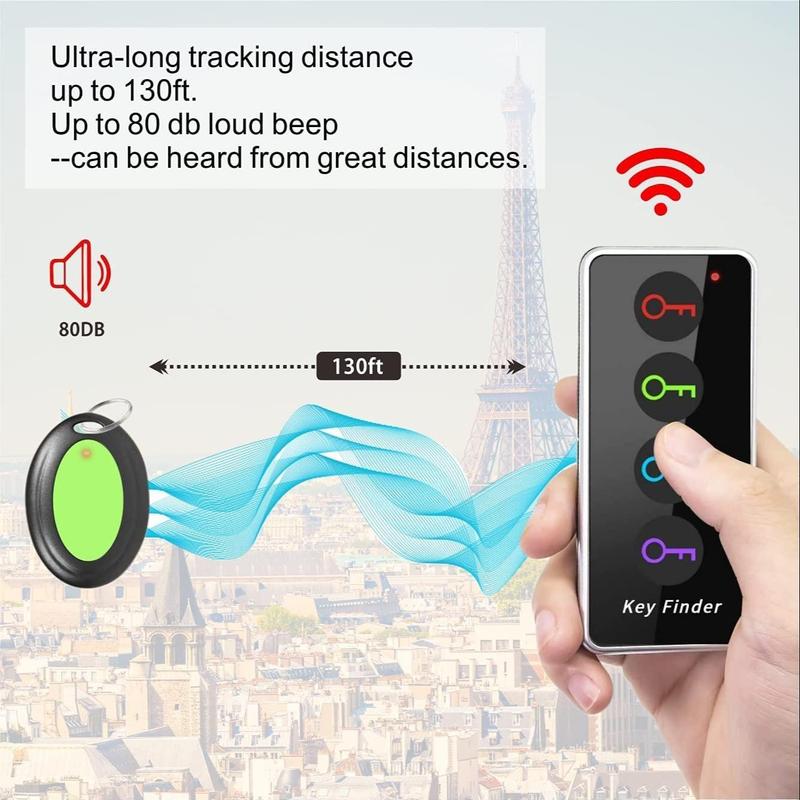 Key Tracker, 1 Box Wireless Remote Key Tracker Locator, RF Item Locator Tags with 131ft Working Range, Batteries Powered Pet Tracker (Battery Not Included)