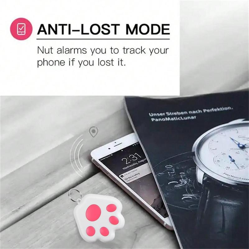 Smart Tracker Mini Anti-lost Alarm Locator Key Finder, Cute Paw Design Keychain Wallet, Key Locator Device with App, GPS Tracking Device Phone-Finder