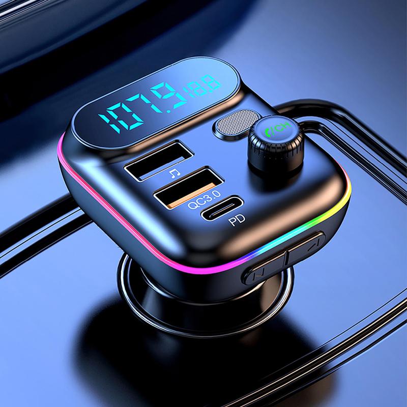 Multifunctional Car MP3 Player, 1 Box Car Charger with LED Display, PD & QC Fast Charging FM Transmitter, Bluetooth-compatible Car Charger for Music Playing