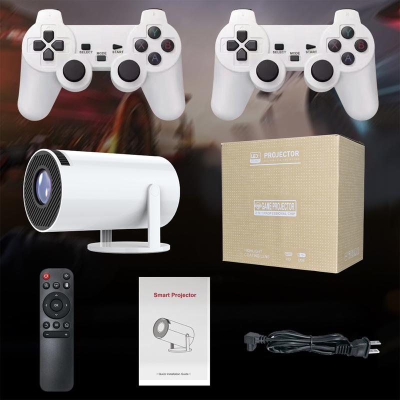 4K Game Projector with Two Game Consoles,Portable Projector WiFi6, Automatic Correction, 270° Rotatable Compatible with iPhone projector Audio