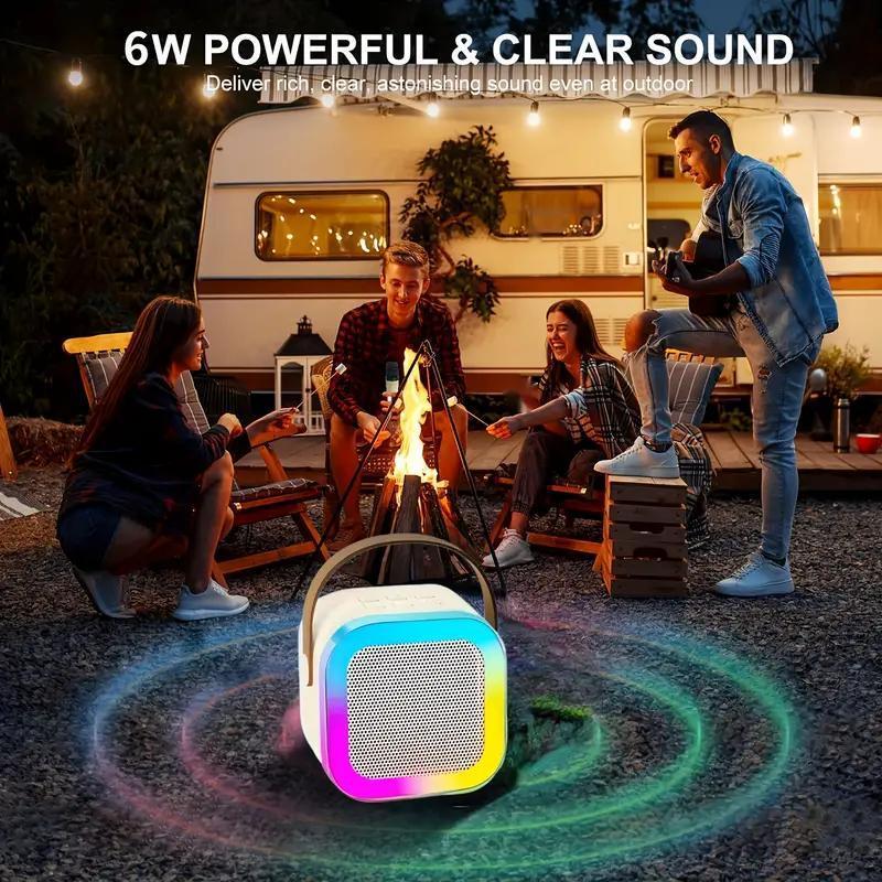 Portable Wireless Karaoke Speaker with Microphone,Stereo Sound Subwoofers, KTV Speaker Subwoofer with RGB Colorful LED Lights, Karaoke Machine Sound System for Outdoor Sports Travel, Room Accessories, Audio Device wireless speaker