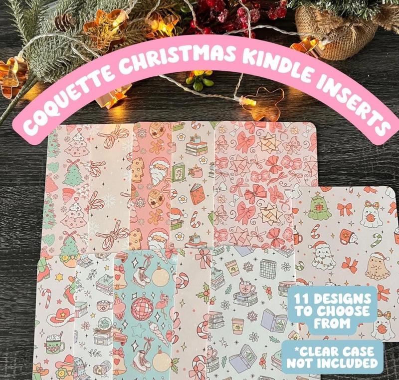 Coquette Christmas Kindle Device Inserts - Durable Cardstock Inserts for Clear Case Covers | Oasis Paperwhite Skins | Decoration Gifts for Readers | Basic Reading Accessories | Booktok | Book Lover