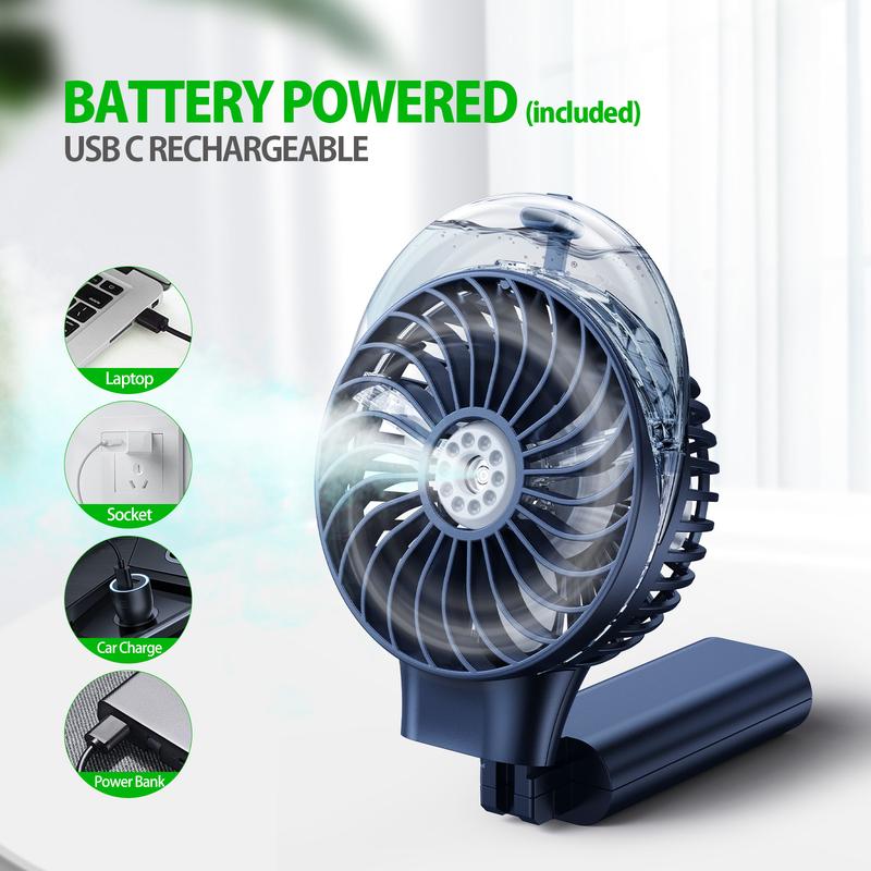 PANERGY Portable Handheld Misting Fan, Battery Operated Personal Spray Water Mist Fan, Rechargeable Mister Fan, Mini Foldable Travel Usb Fan Mobile