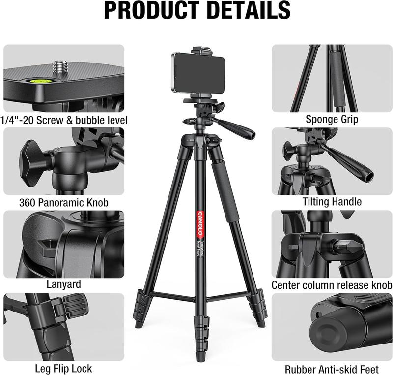 CAMOLO Vlogging Kit, Smartphone Vlog Kit with Microphone, with LED Light, Phone Cellphone Tripod, 53 inches with Wireless Remote Vlogging Camera for YouTube with Tripod Accessories Compact Selfie Adjustable