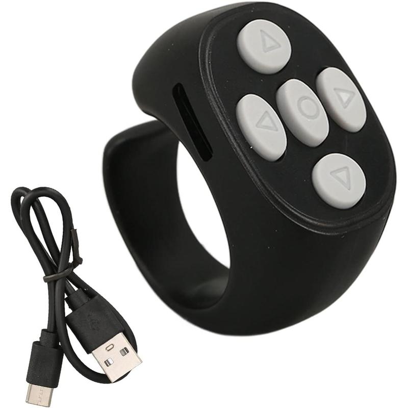 New ProductNew TIK Tok eBook Bluetooth Remote Page Turner, Rechargeable Smart Scroll Ring Click Controller, Compatible with iOS and Android (Black) Free One Clicker