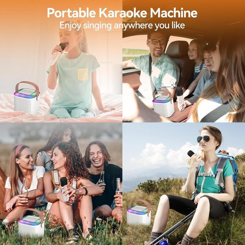 Portable Wireless Karaoke Speaker with Microphone,Stereo Sound Subwoofers, KTV Speaker Subwoofer with RGB Colorful LED Lights, Karaoke Machine Sound System for Outdoor Sports Travel, Room Accessories, Audio Device wireless speaker