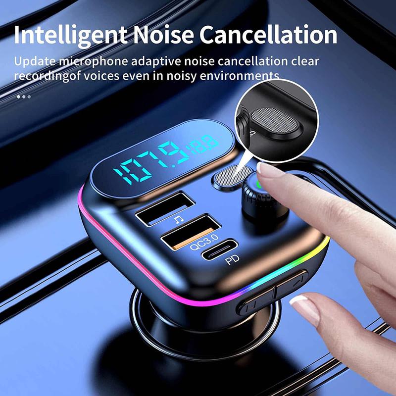 Multifunctional Car MP3 Player, 1 Box Car Charger with LED Display, PD & QC Fast Charging FM Transmitter, Bluetooth-compatible Car Charger for Music Playing