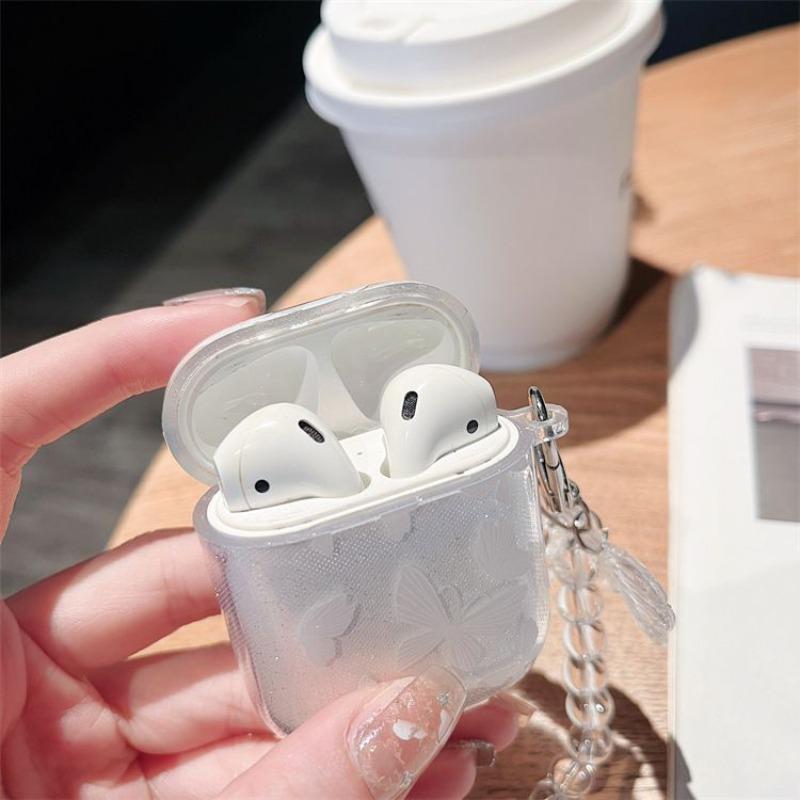 Cute Bowknot Design Earphone Case with Keychain, 1 Count Decorative Earphone Protector Cover, Earphone Accessories Compatible with AirPods