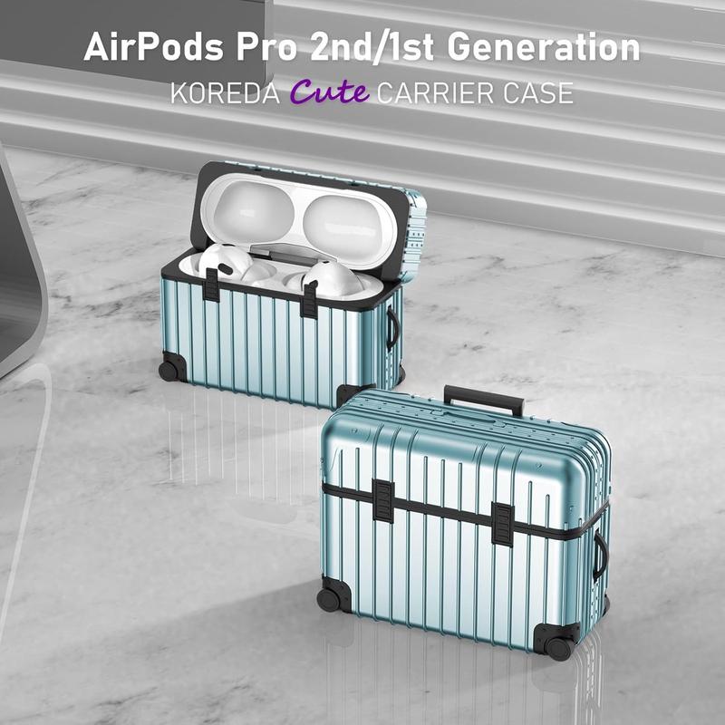 AirPods Pro 2 Case Cover, Funny Suitcase Design Case for Airpods Pro 2nd Generation 1st Generation (2023 2022 2019), Cute Fashion Protective Hard Case for Women Men with Keychain