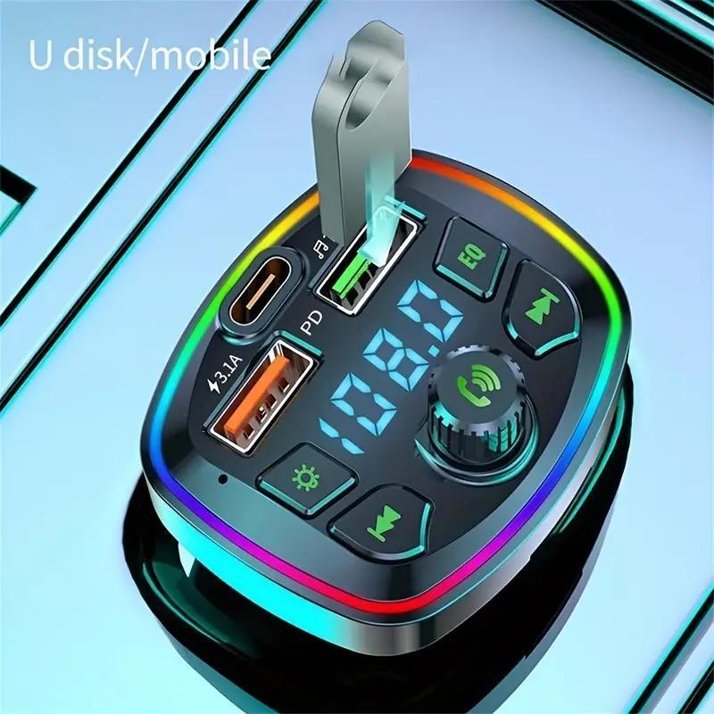 Wireless Car MP3 Player, 1 Count PD USB Type C Car Charger, Car FM Transmitter, Wireless Hands Free MP3, Dual USB Port PD Charging