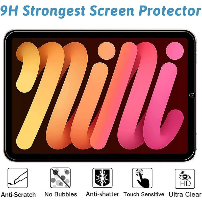 Screen Protector for iPad mini (A17 Pro 2024 Model)   mini 6 (8.3-Inch, 2021 Model, 6th Generation), Tempered Glass Film [2-Pack]