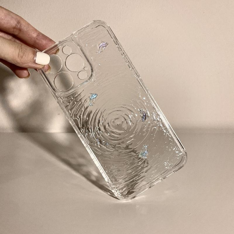 Water Ripple Pattern Clear Phone Case, Creative Handheld Shockproof Decorative Phone Protector Cover, Unique Phone Cases, Phone Accessories Compatible with iPhone 11 Cases iPhone 12 13 14 Pro Max Case iPhone 15 Pro Max Phone Cases