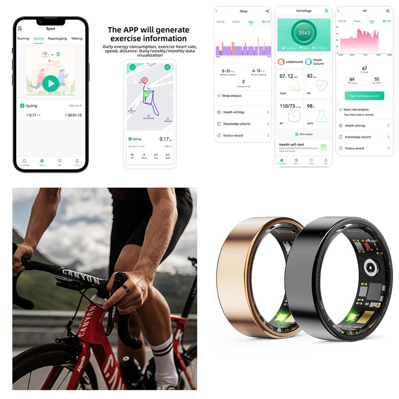 PIIY New Upgrade2.0 Smart Ring,Health Tracker for Women & Men,IP68 Waterproof Fitness Tracker,7-Day Battery Life Activity & Sleep Tracker Heart Rate Monitor Care for faimilies Remote camera,Health Rings for Gift,Compatible with iOS&Android,Smart Wearables