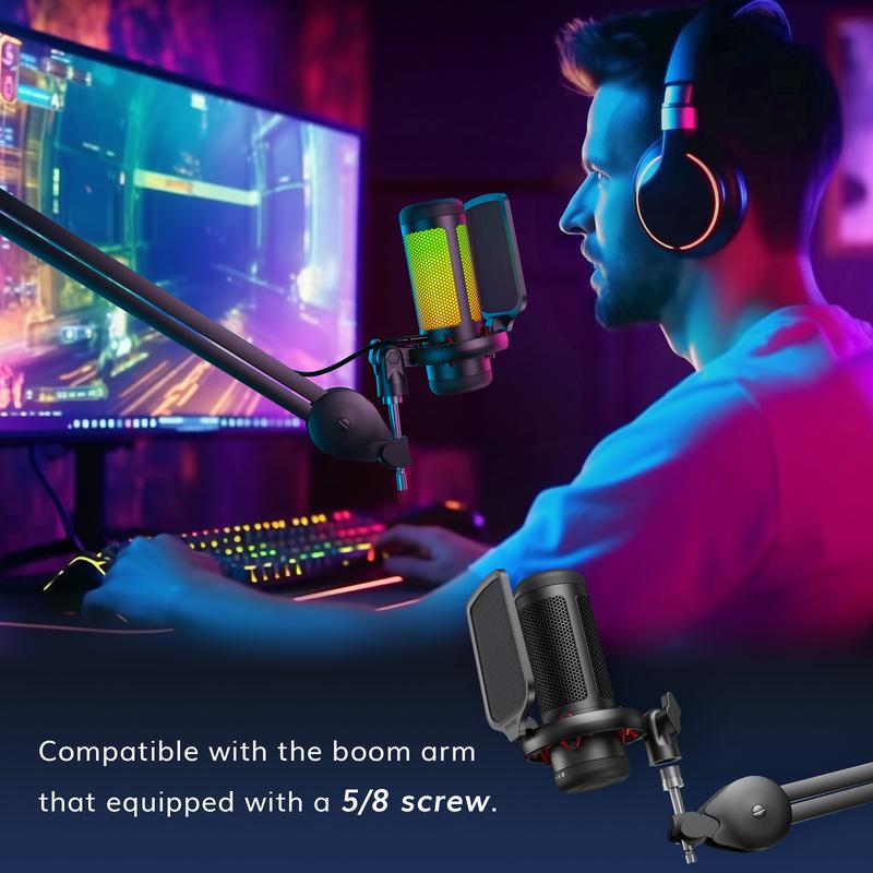 TONOR TC310 USB Streaming Gaming Mic for PC, PS4 PS5, with Vibrant RGB Lighting & Easy Sound Control Audio Noise Audio Noise